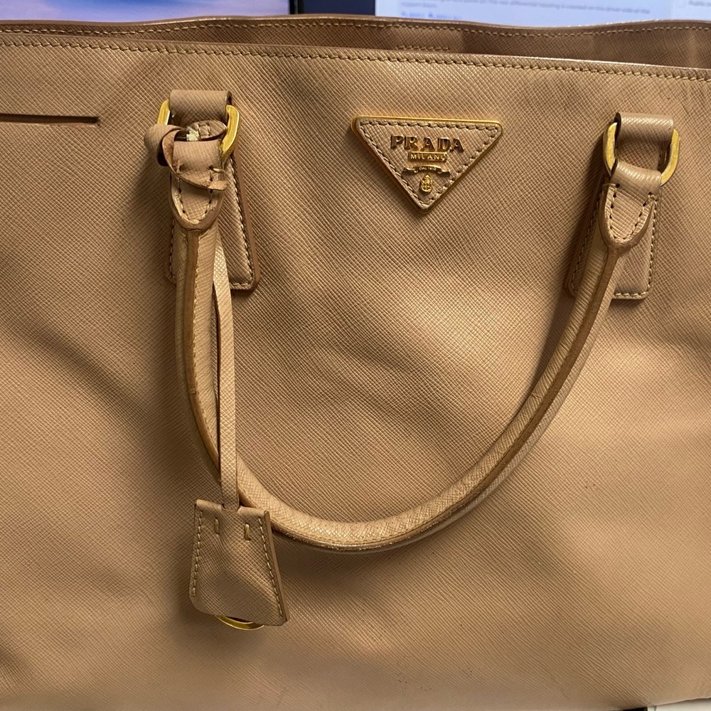 Prada Tan Saffiano Leather Tote